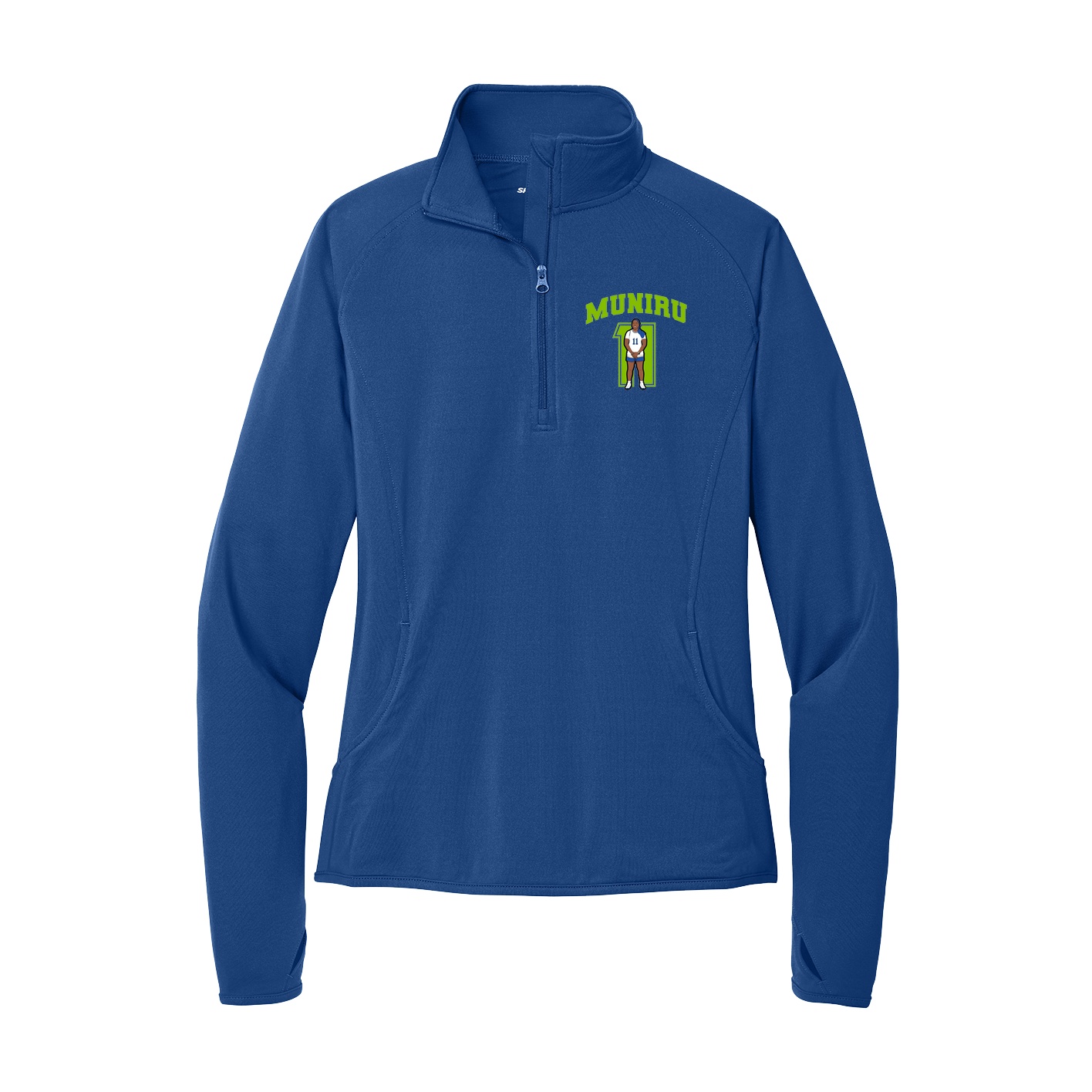 Women's Q-Zip Pullover — Number in Royal