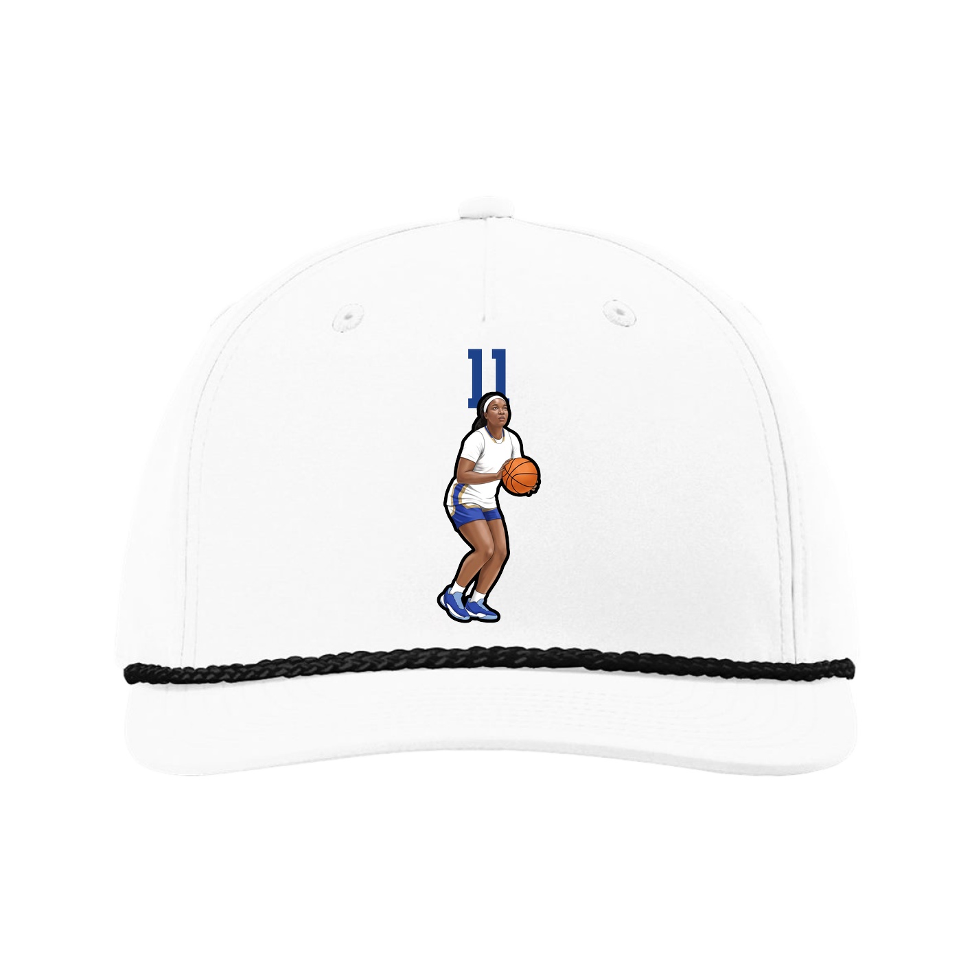 Five-Panel Classic Rope Cap — Number Top in White
