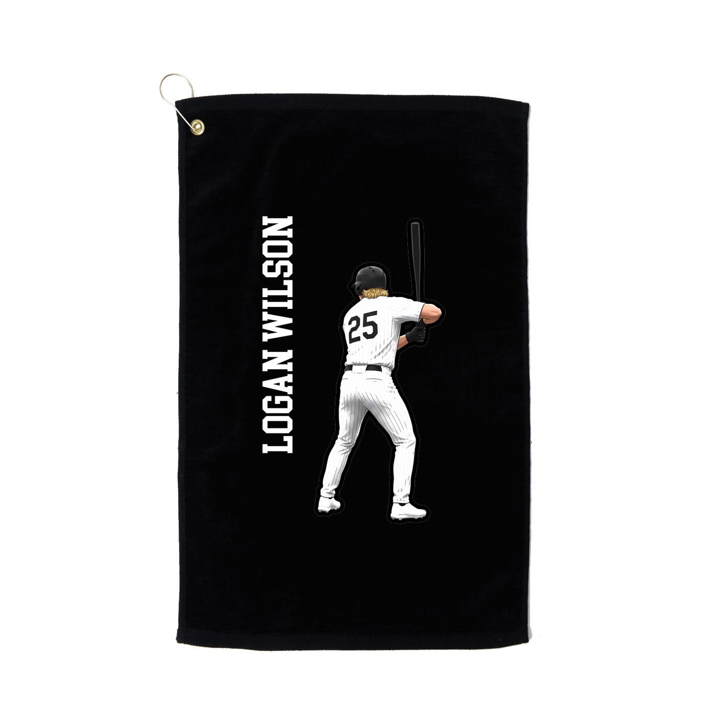 Golf Towel — Name Vertical in Black
