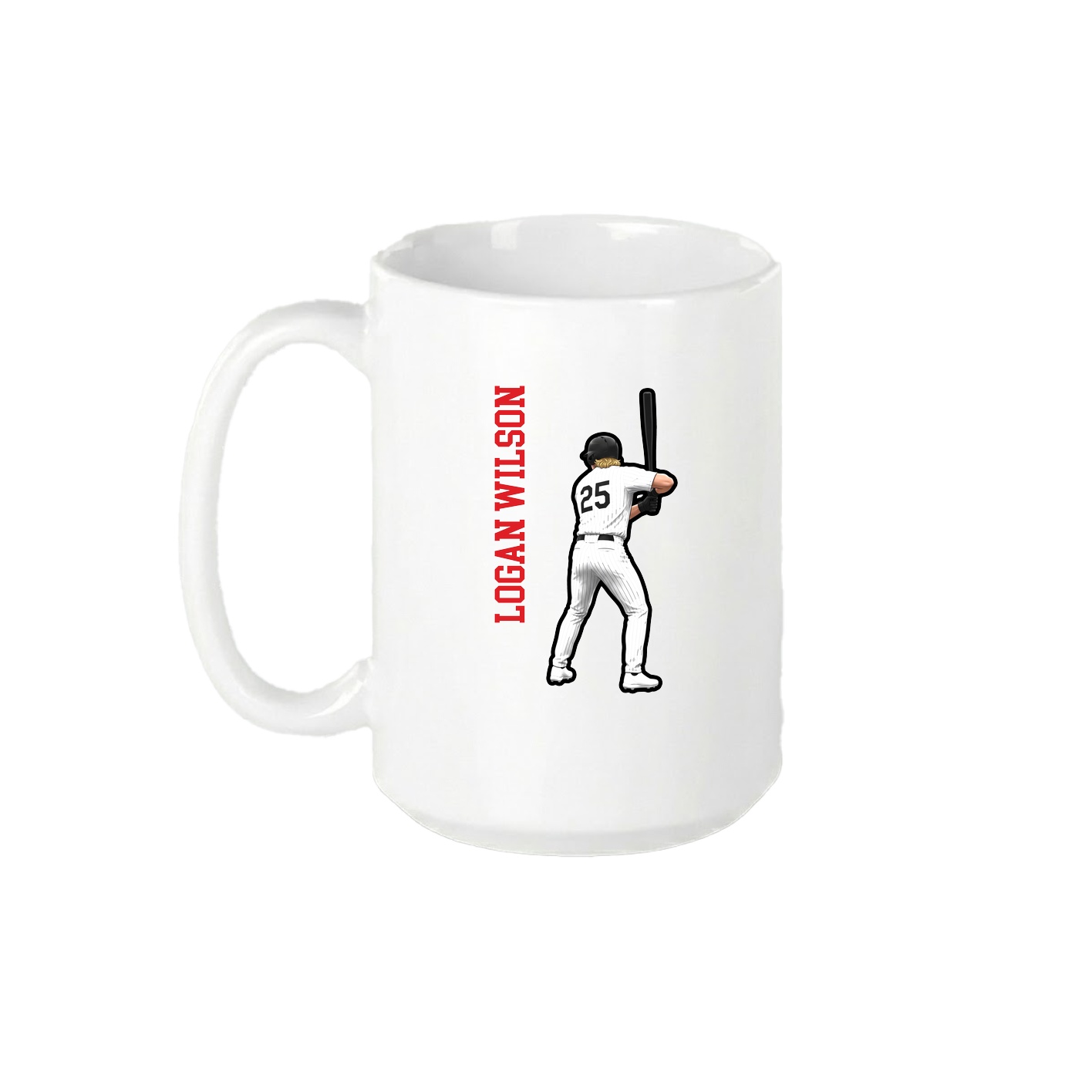 15oz Coffee Mug — Name Vertical in White