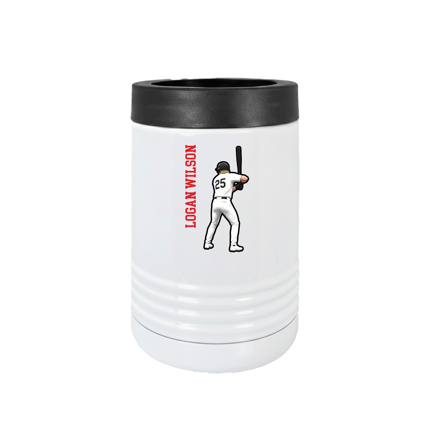 Beverage Holder — Name Vertical in White