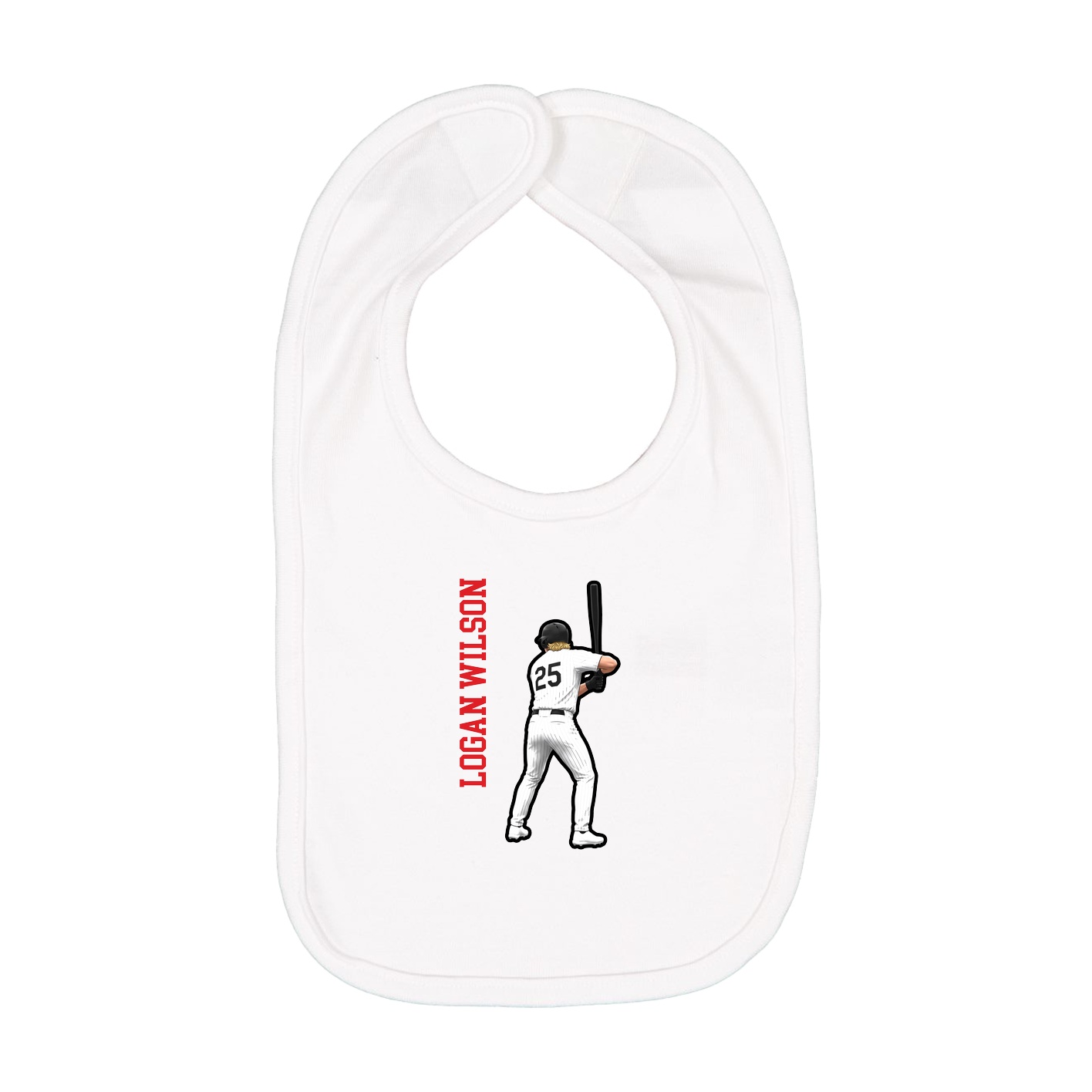 Infant Bib — Name Vertical in White