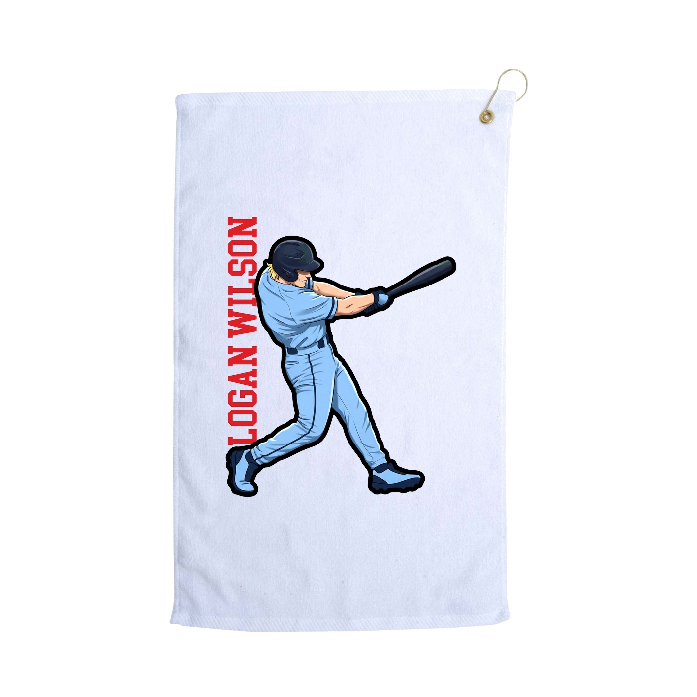 Golf Towel — Name Vertical in White