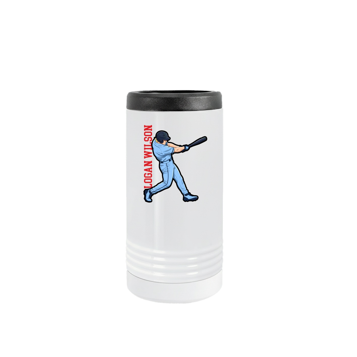 Slim Beverage Holder — Name Vertical in White