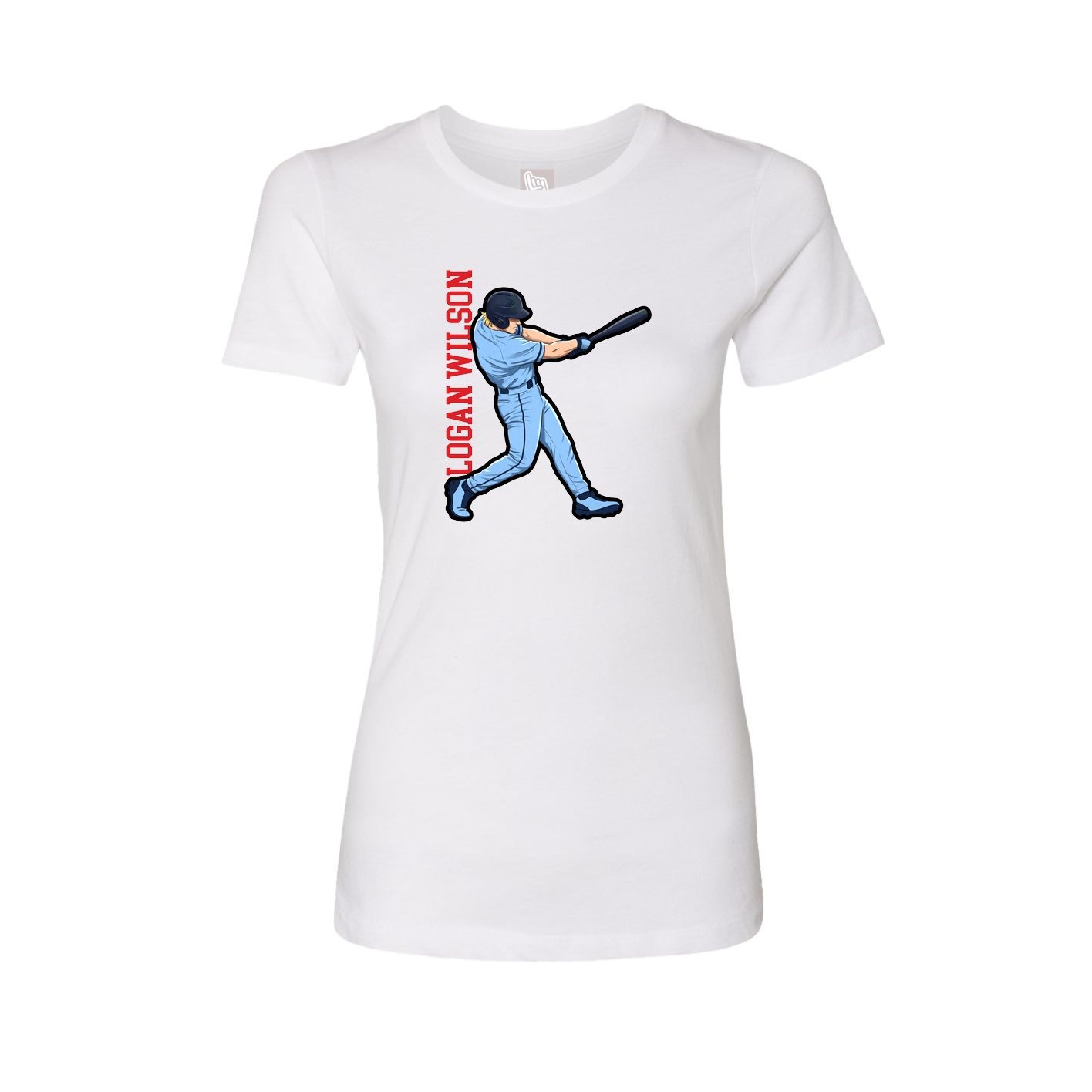Fitted Women's Tee — Name Vertical in White