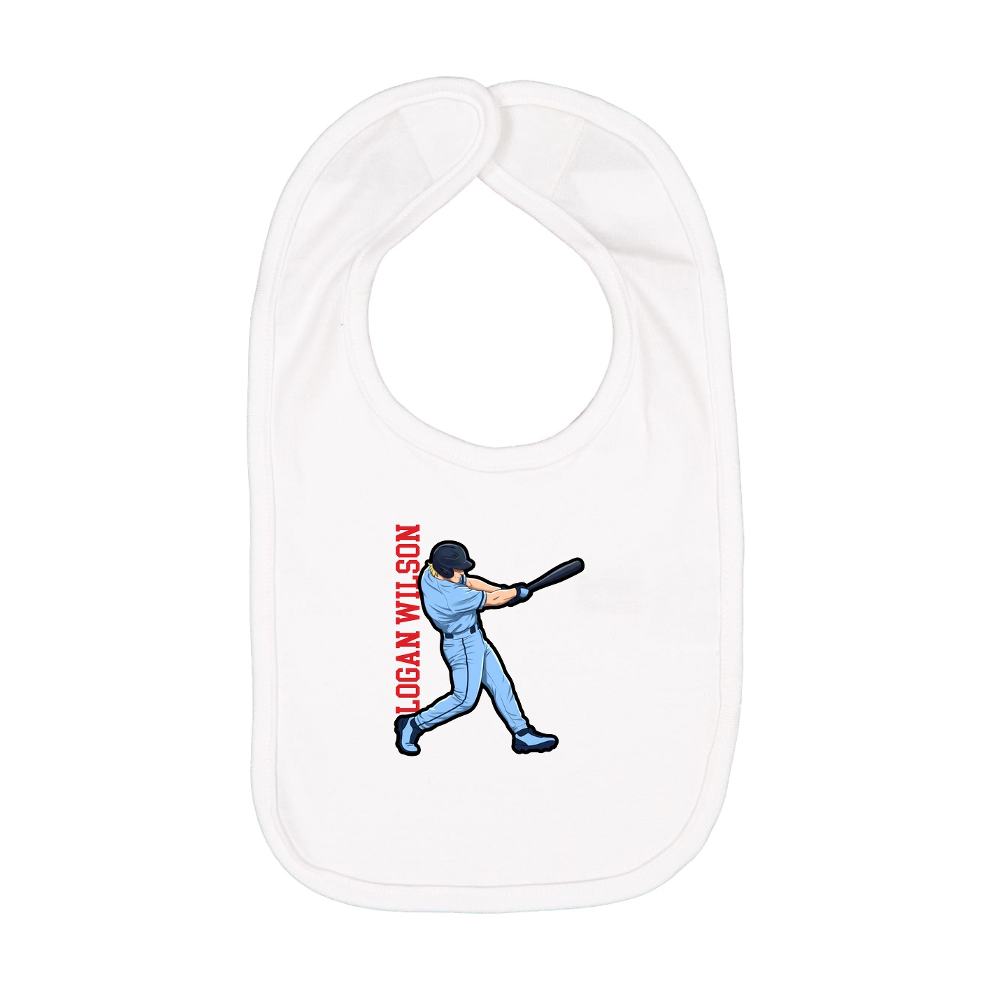 Infant Bib — Name Vertical in White