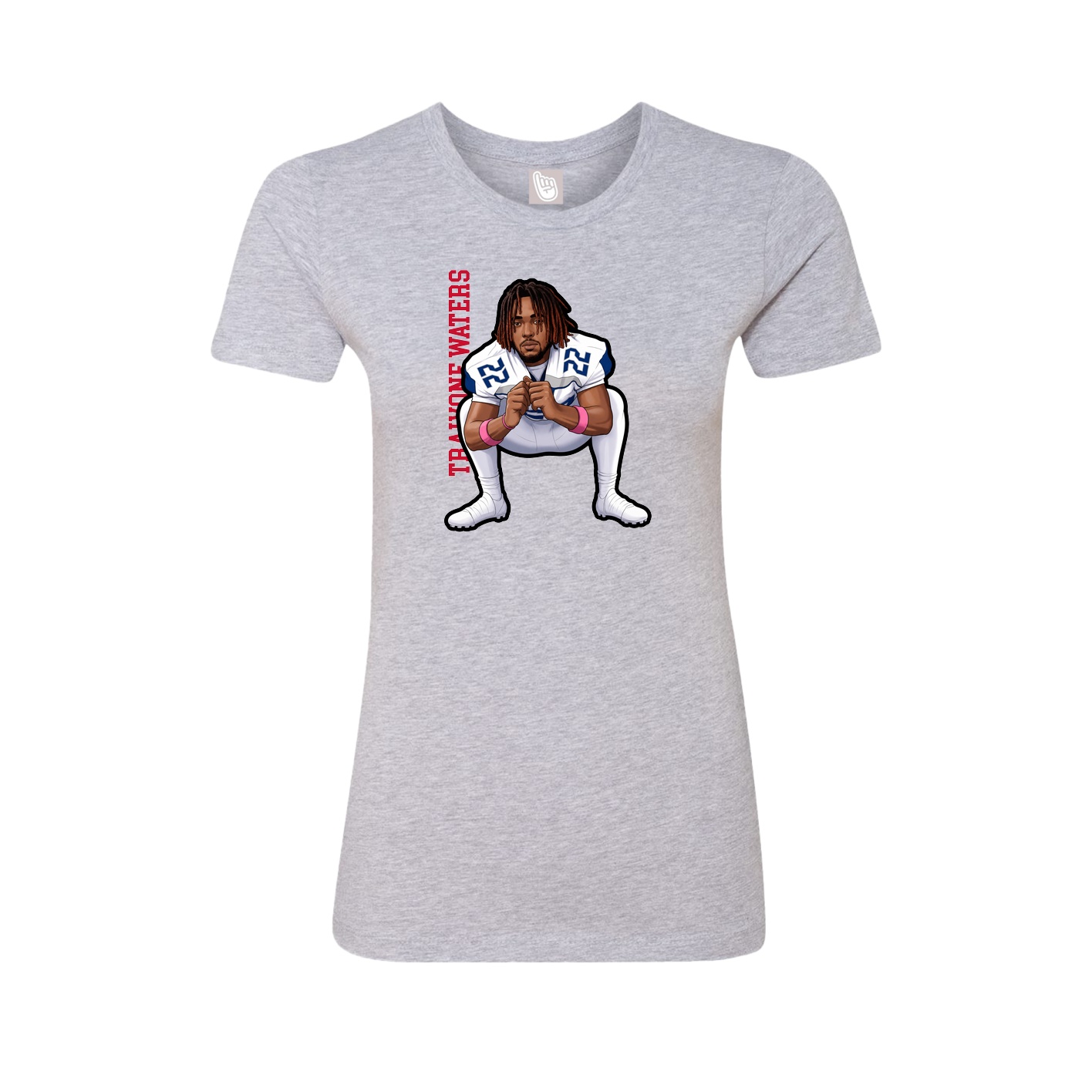 Fitted Women's Tee — Name Vertical in Grey