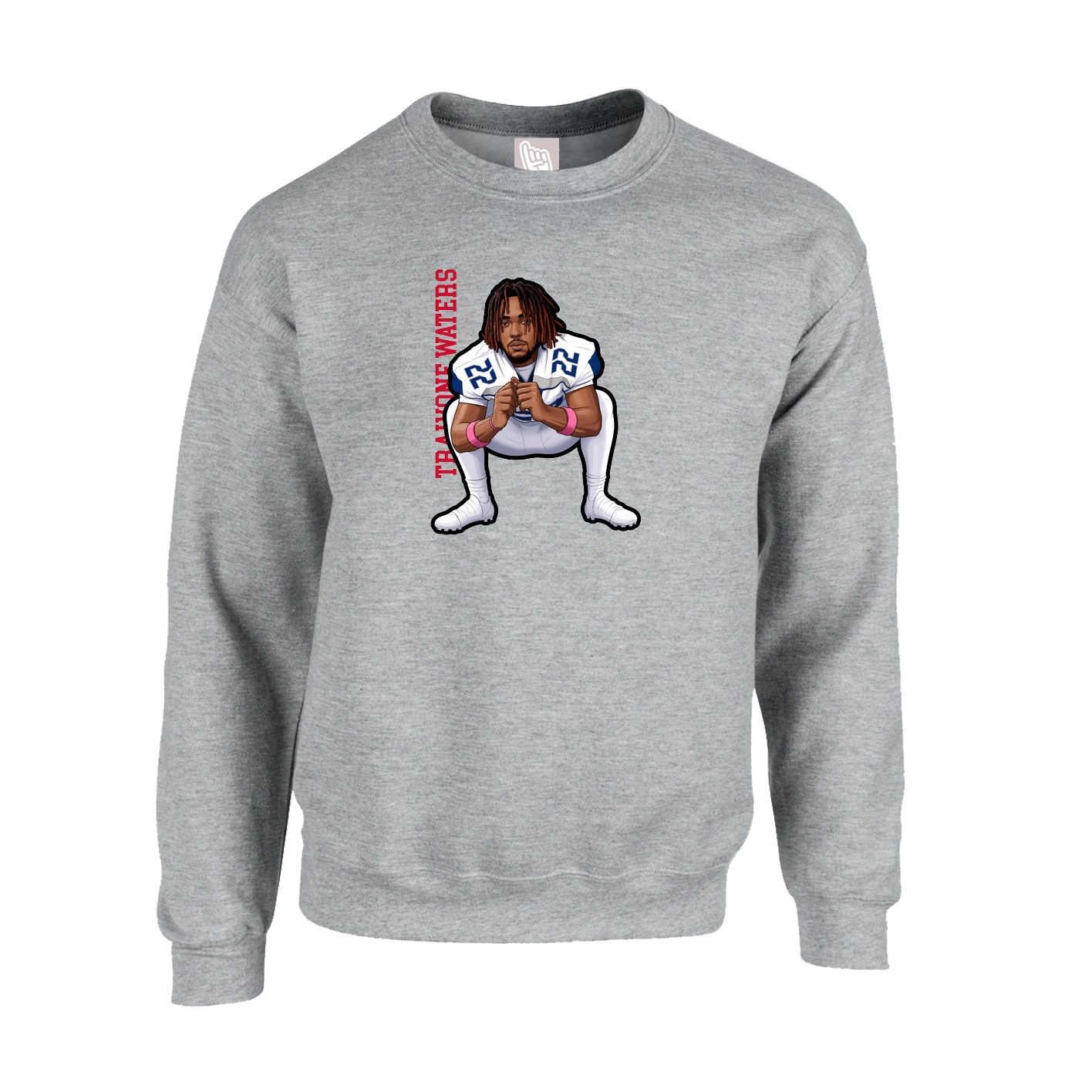 Fleece Crew — Name Vertical in Grey