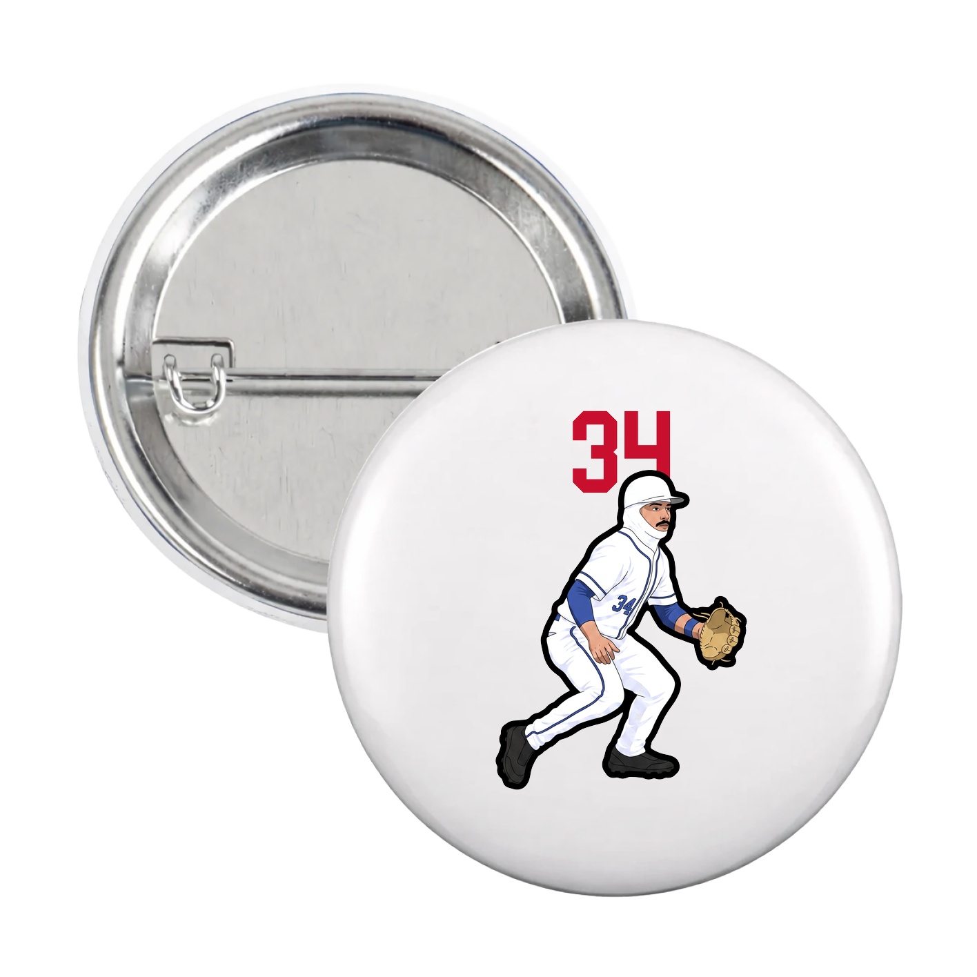 Game Day Button — Number Top in White