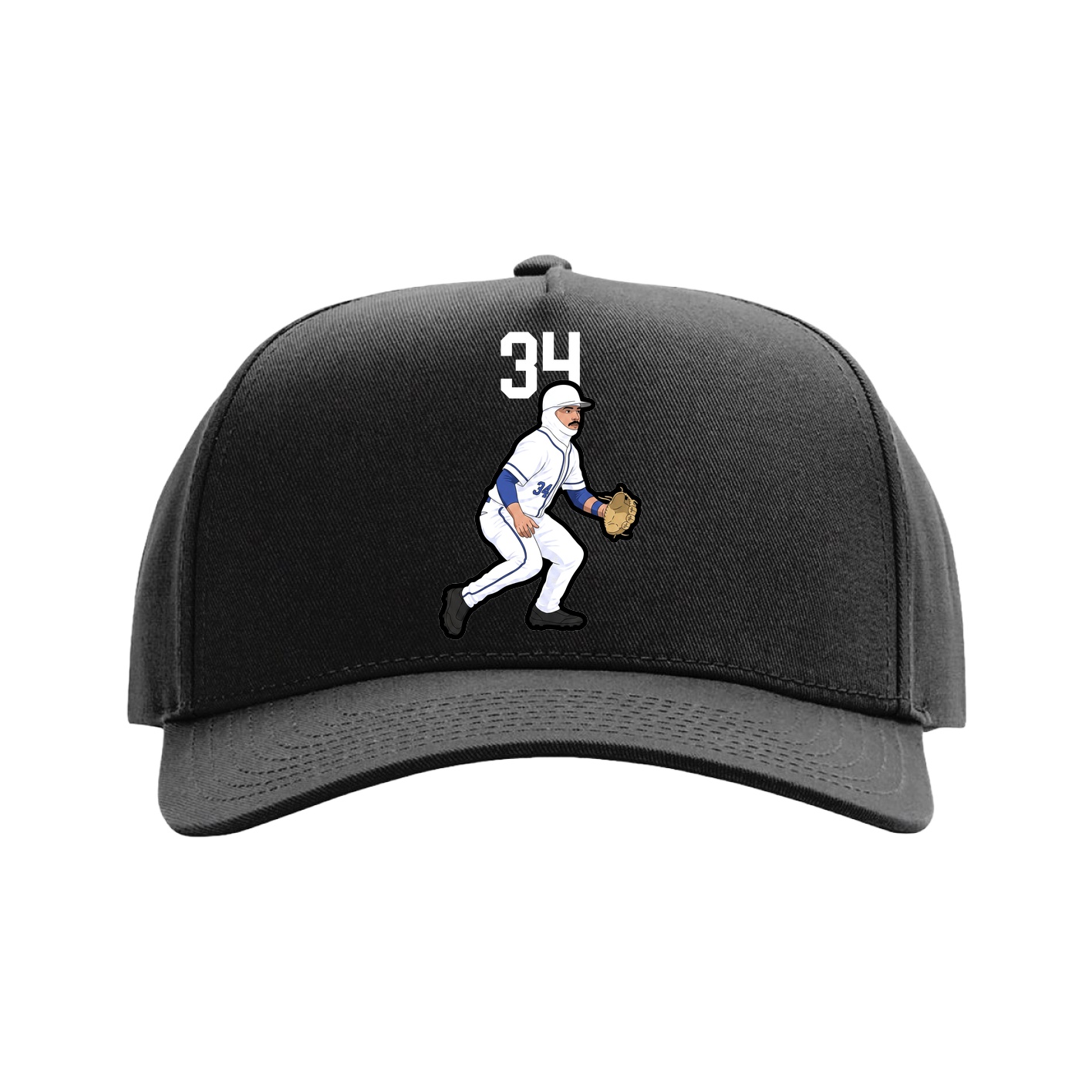 Full Fabric Five-Panel Champ Cap — Number Top in Black