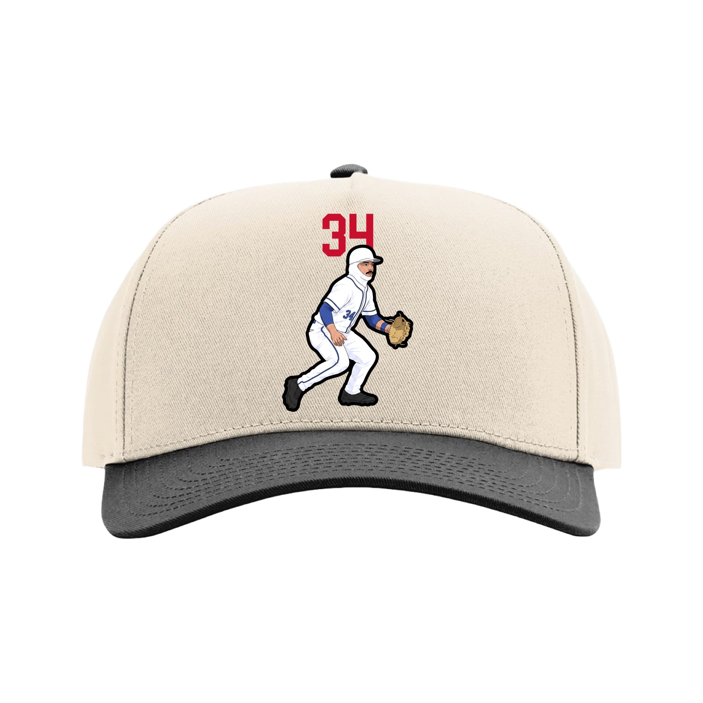 Full Fabric Five-Panel Champ Cap — Number Top in Cream/Black