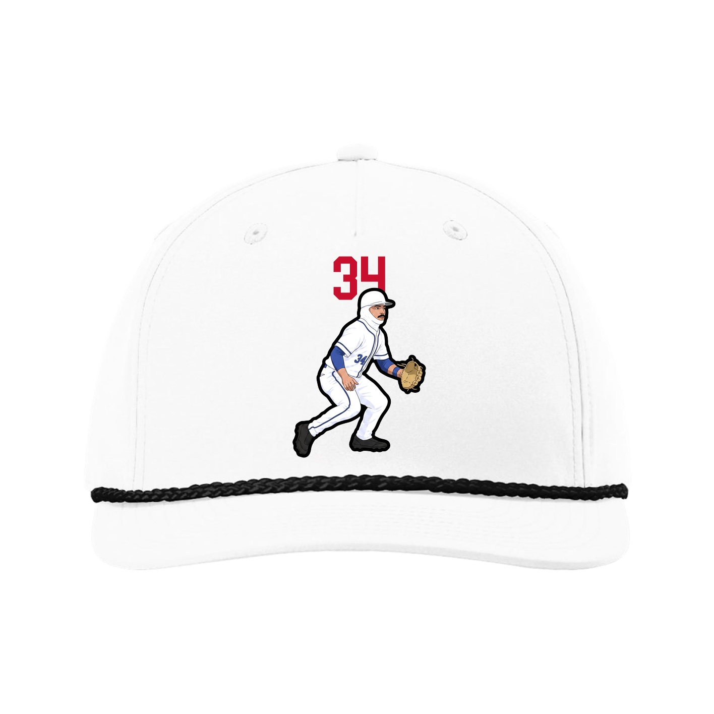 Five-Panel Classic Rope Cap — Number Top in White