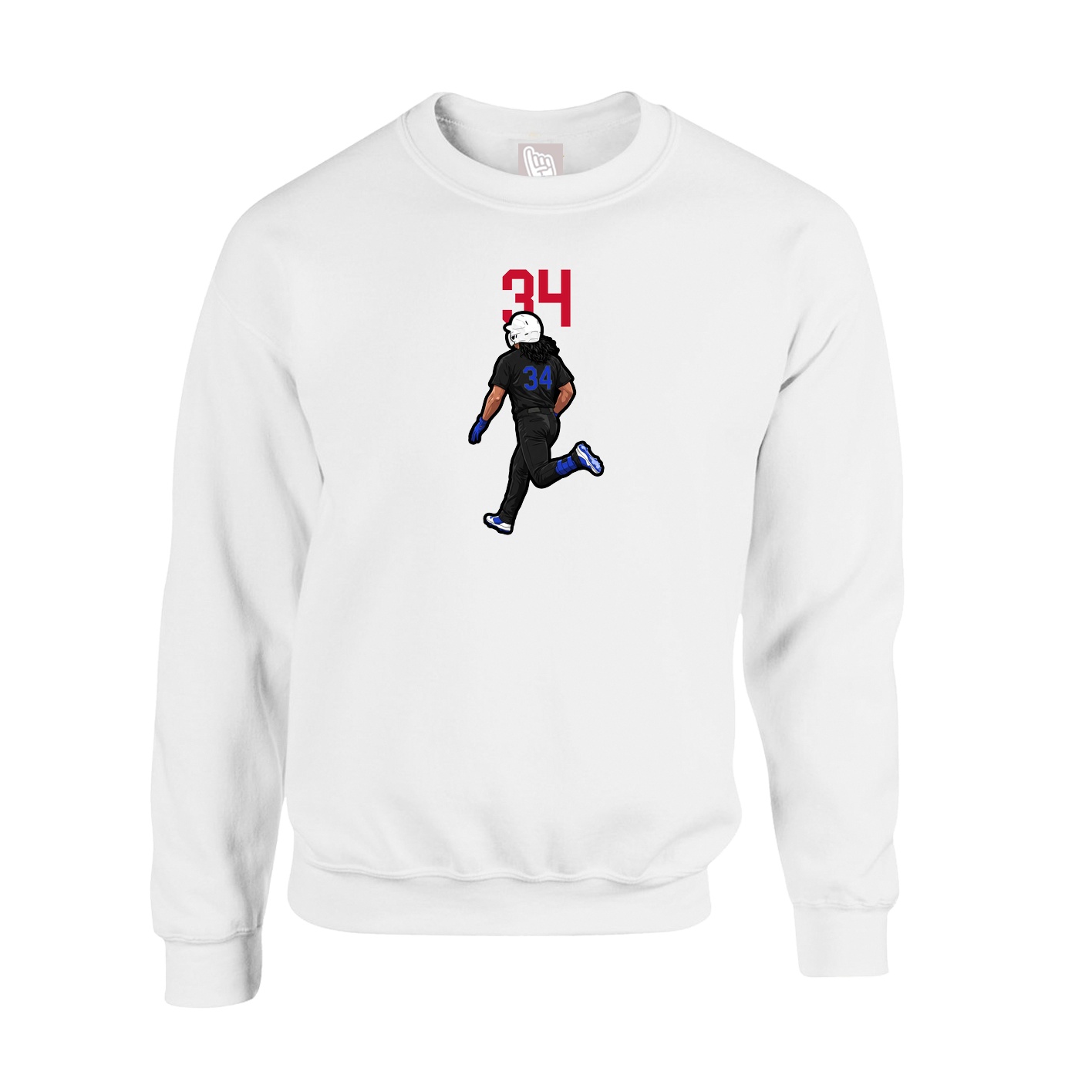 Fleece Crew — Number Top in White