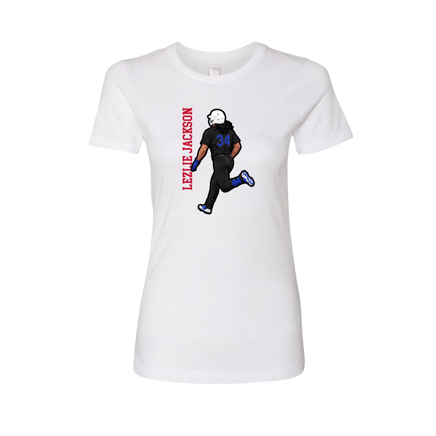 Womens Tee — Name Vertical in White
