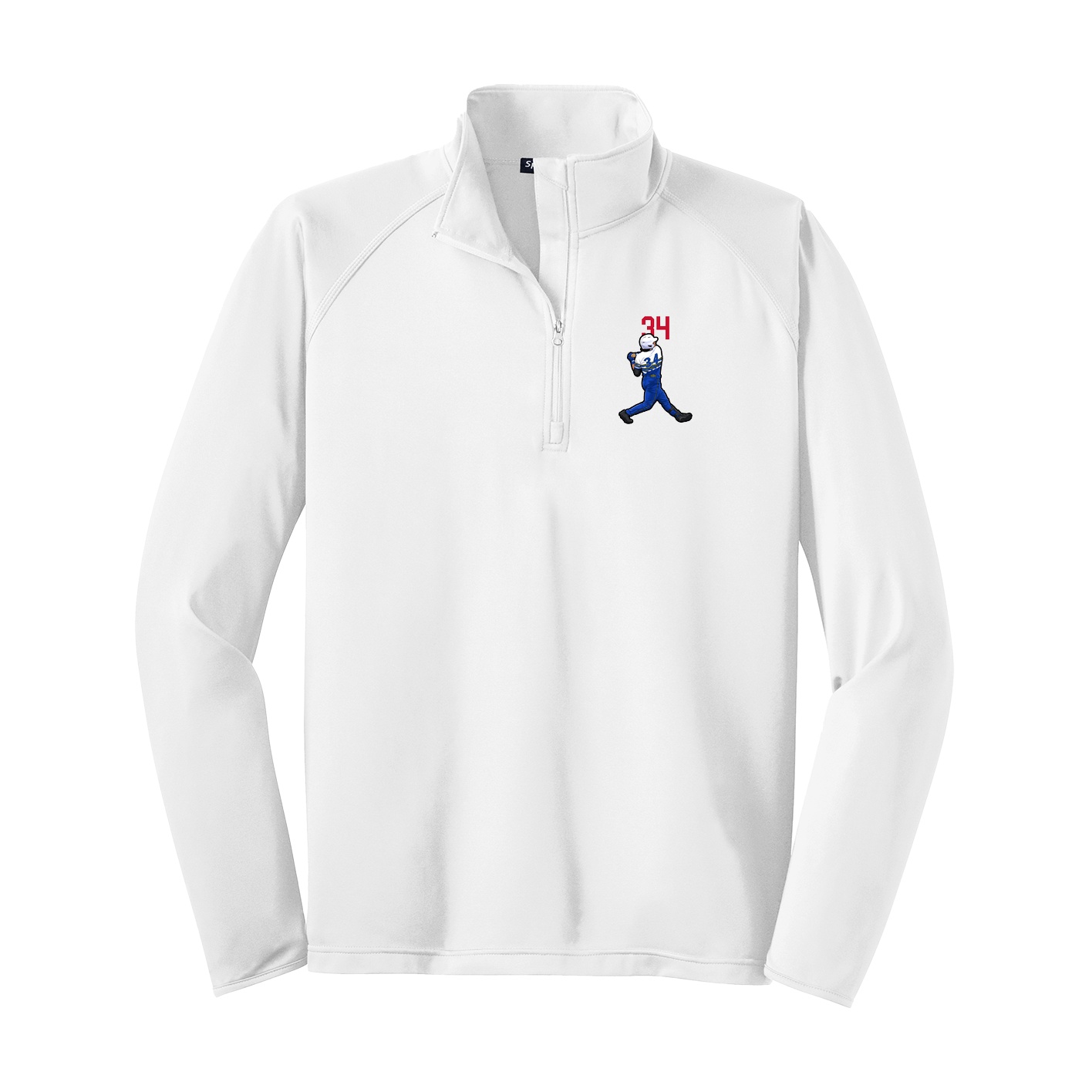Q-Zip Pullover — Number Top in White