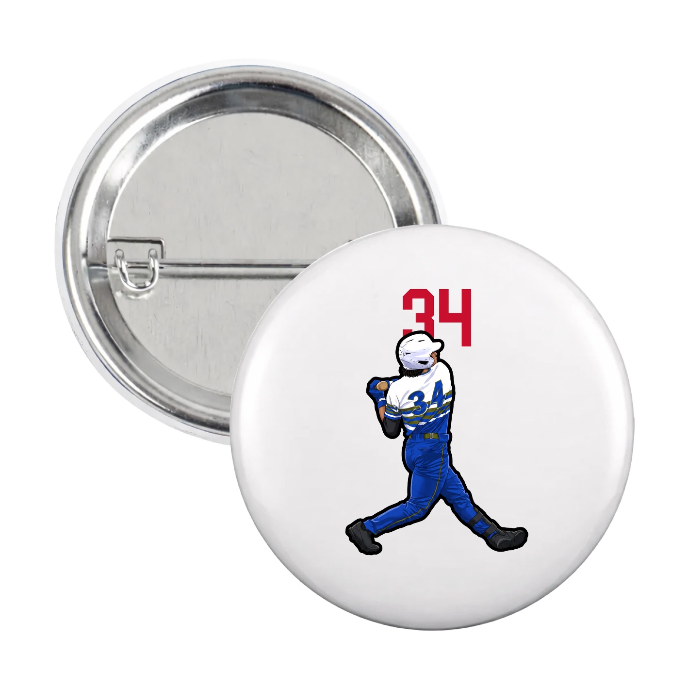 Game Day Button — Number Top in White