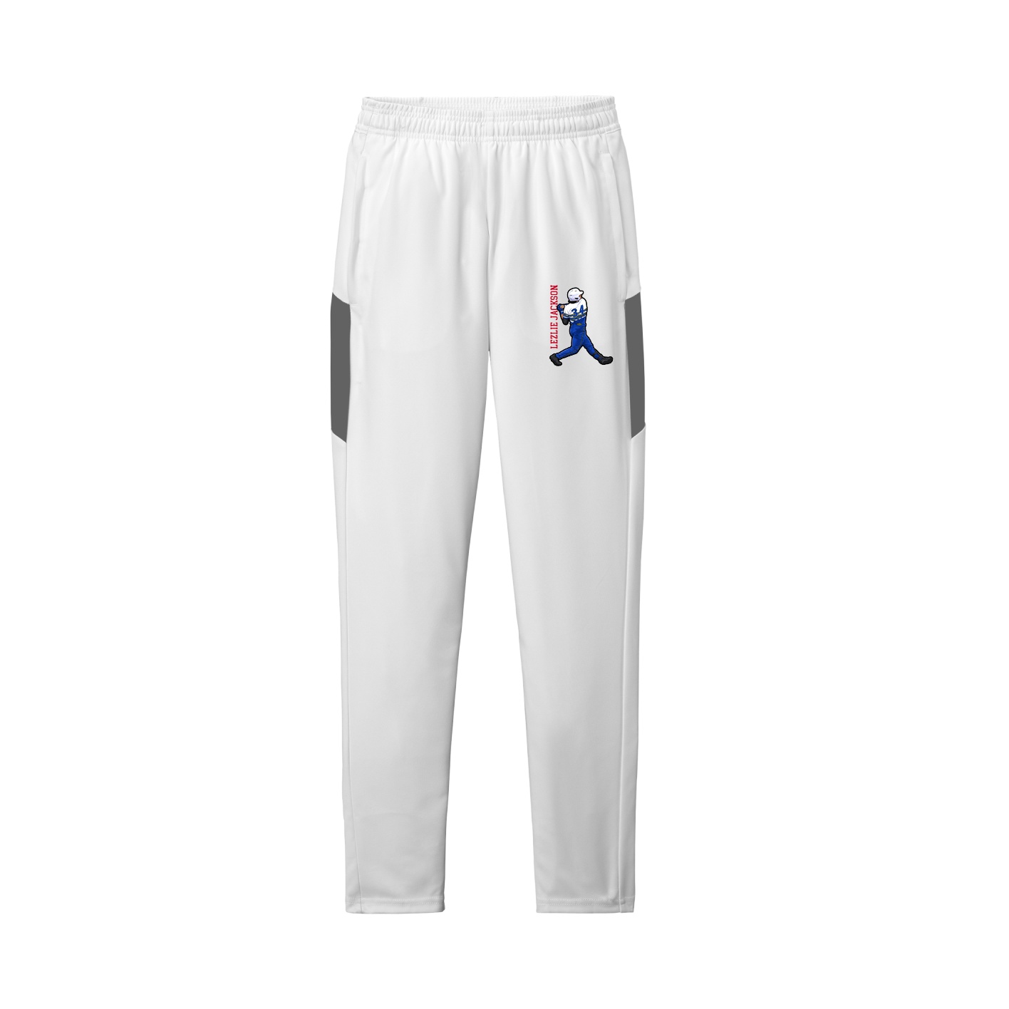 Team Travel Pant — Name Vertical in White/Grey