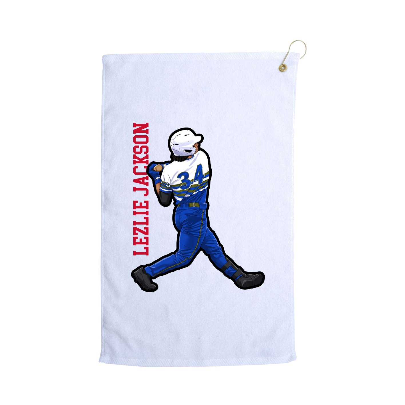 Golf Towel — Name Vertical in White
