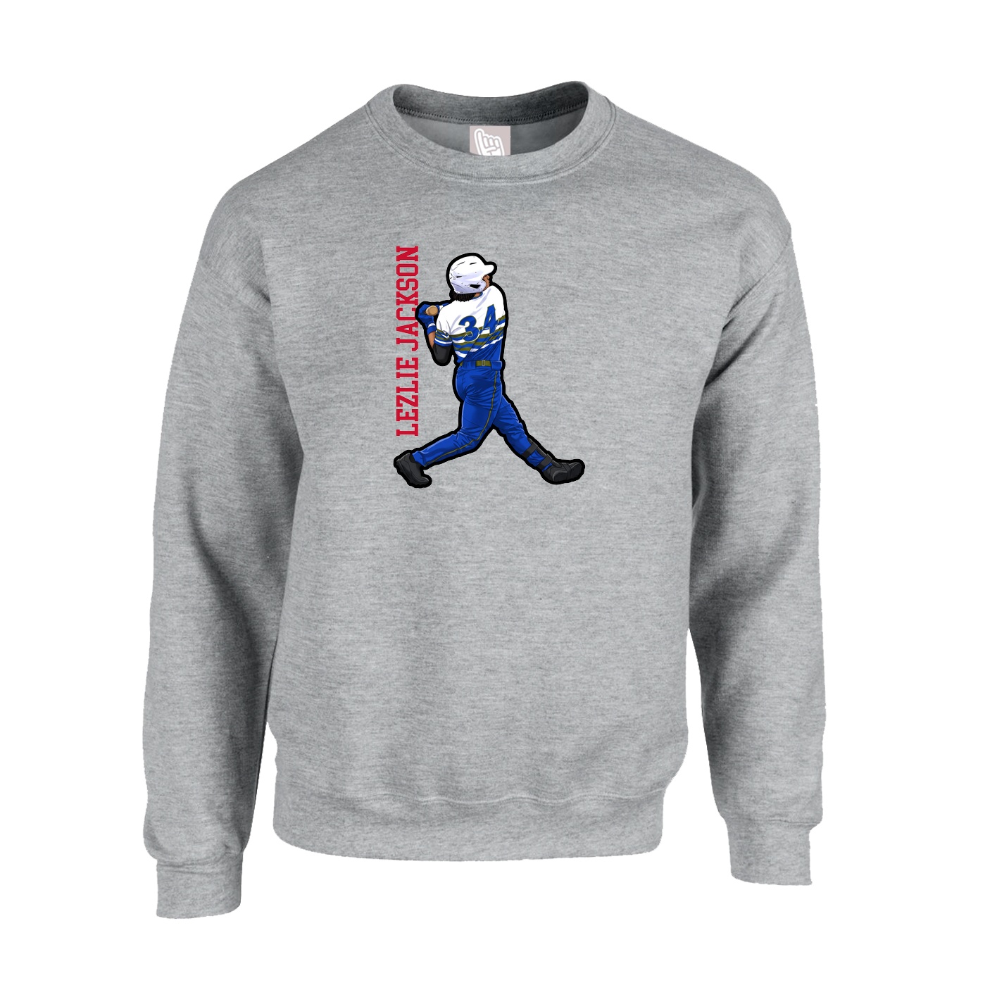 Fleece Crew — Name Vertical in Grey