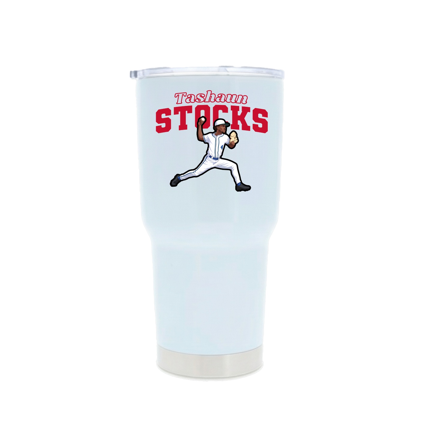 30oz Stainless Steel Tumbler — Name Arch in White