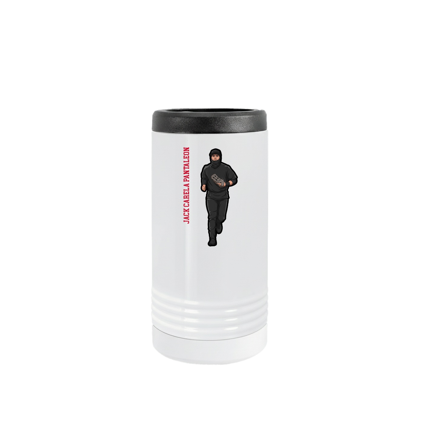 Slim Beverage Holder — Name Vertical in White