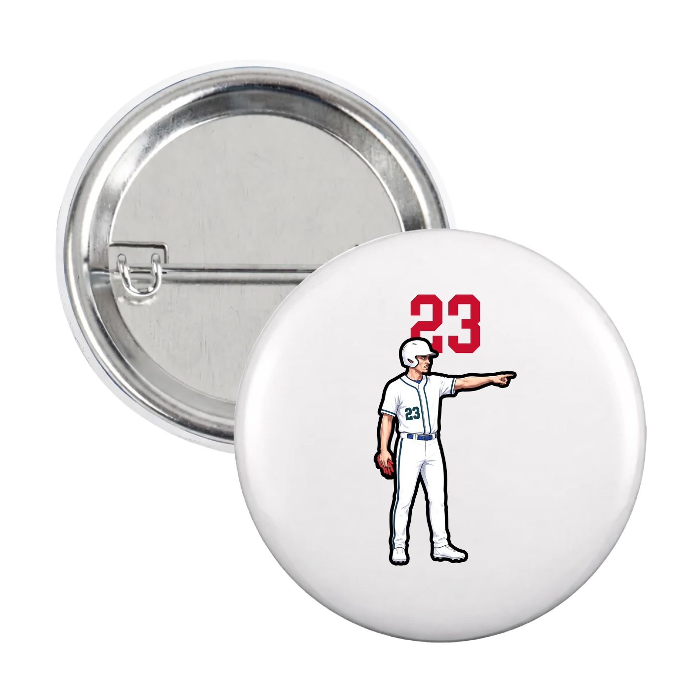 Game Day Button — Number Top in White