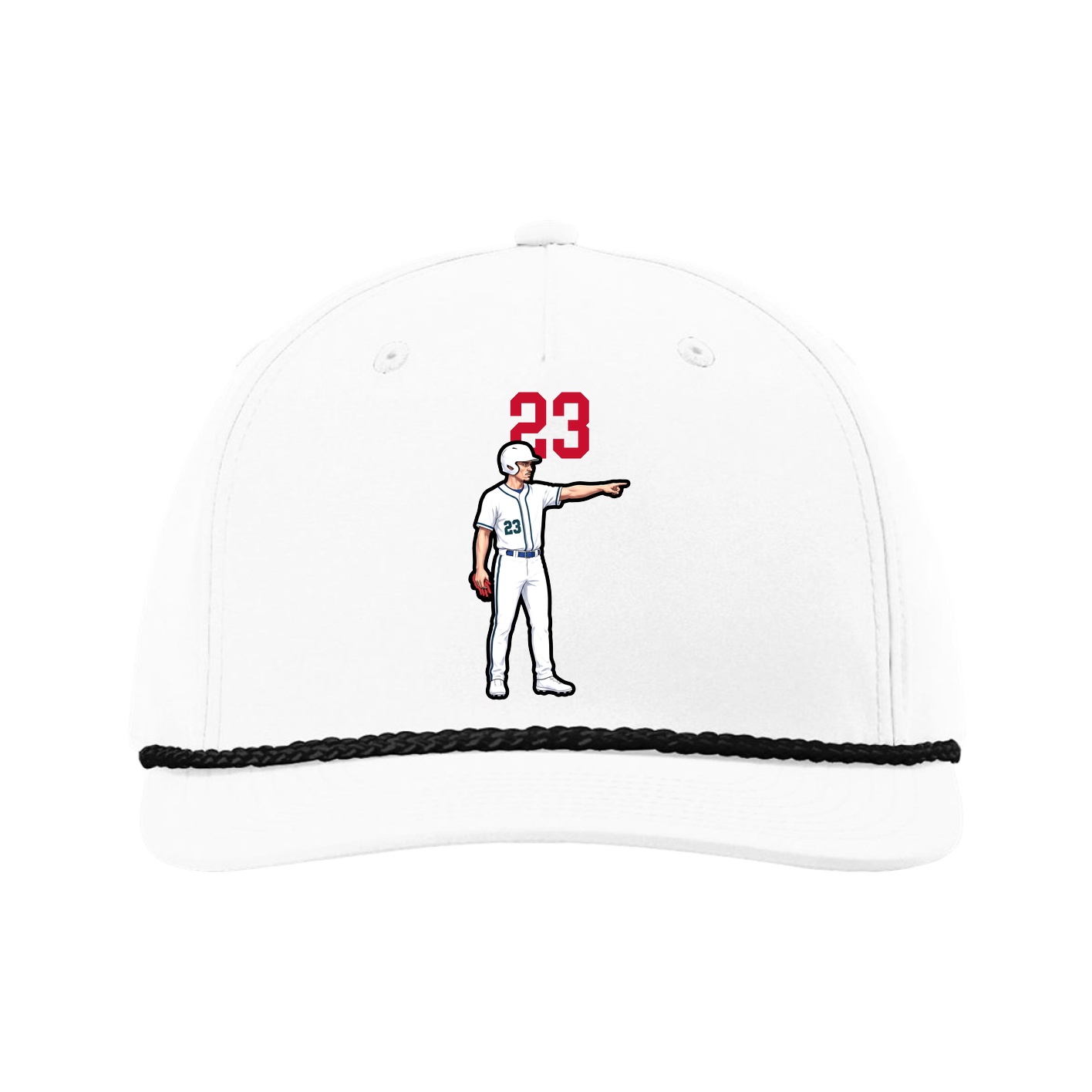 Five-Panel Classic Rope Cap — Number Top in White