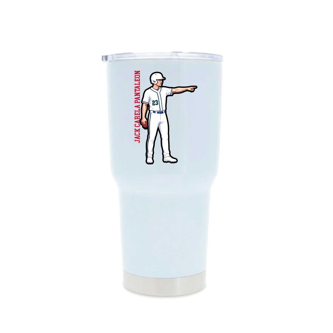 30oz Stainless Steel Tumbler — Name Vertical in White