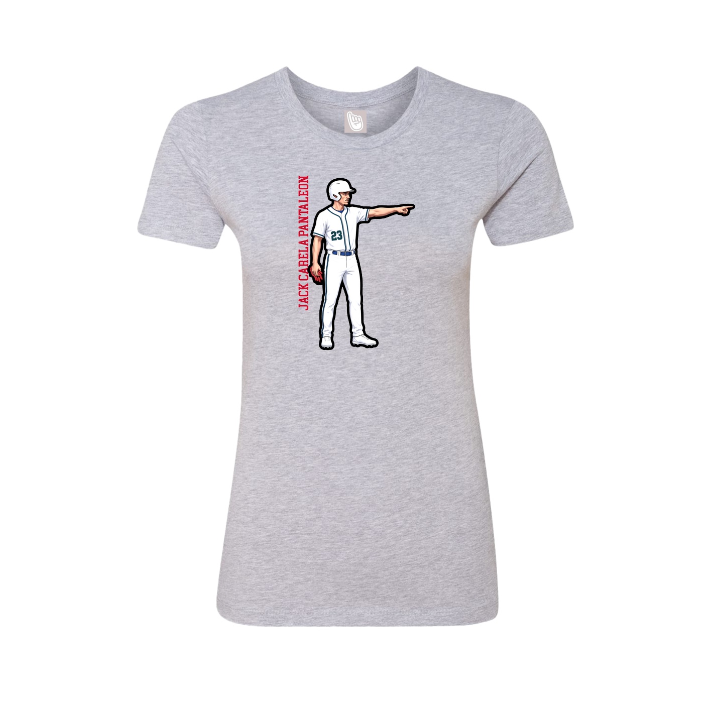 Fitted Women's Tee — Name Vertical in Grey