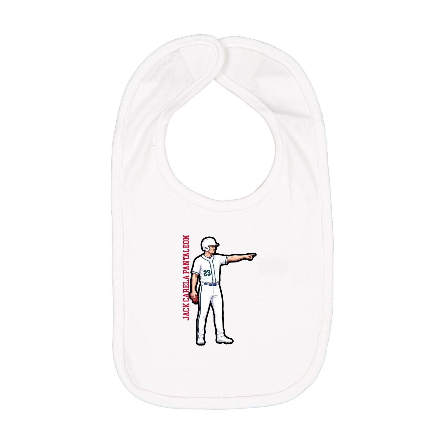 Infant Bib — Name Vertical in White