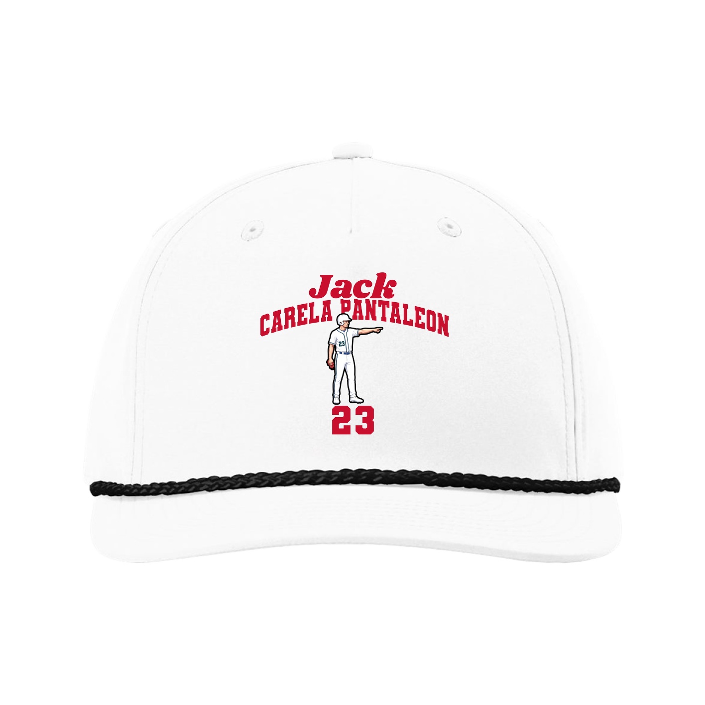 Five-Panel Classic Rope Cap — Signature Arch in White