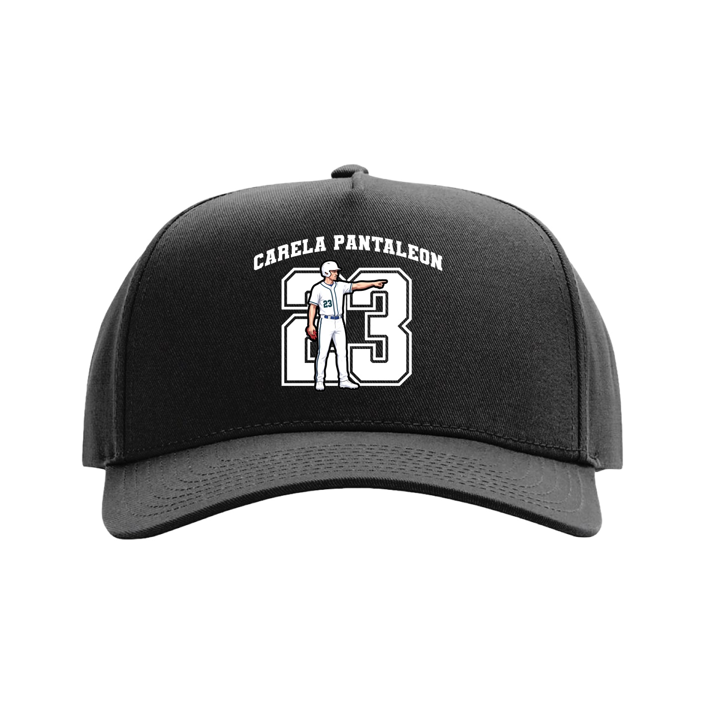 Full Fabric Five-Panel Champ Cap — Number in Black