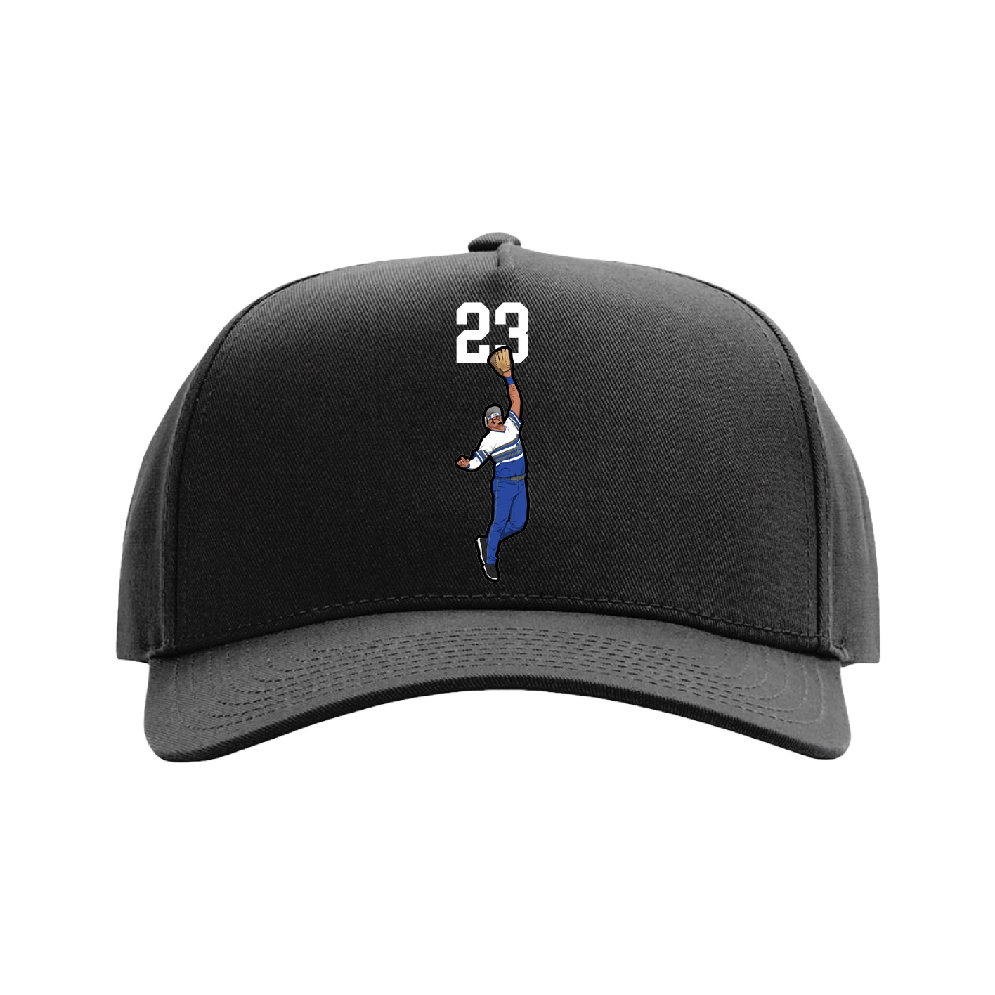 Full Fabric Five-Panel Champ Cap — Number Top in Black