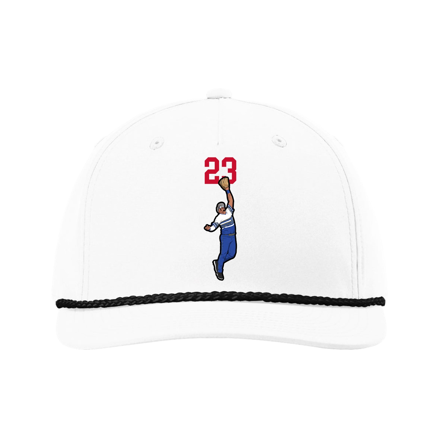 Five-Panel Classic Rope Cap — Number Top in White