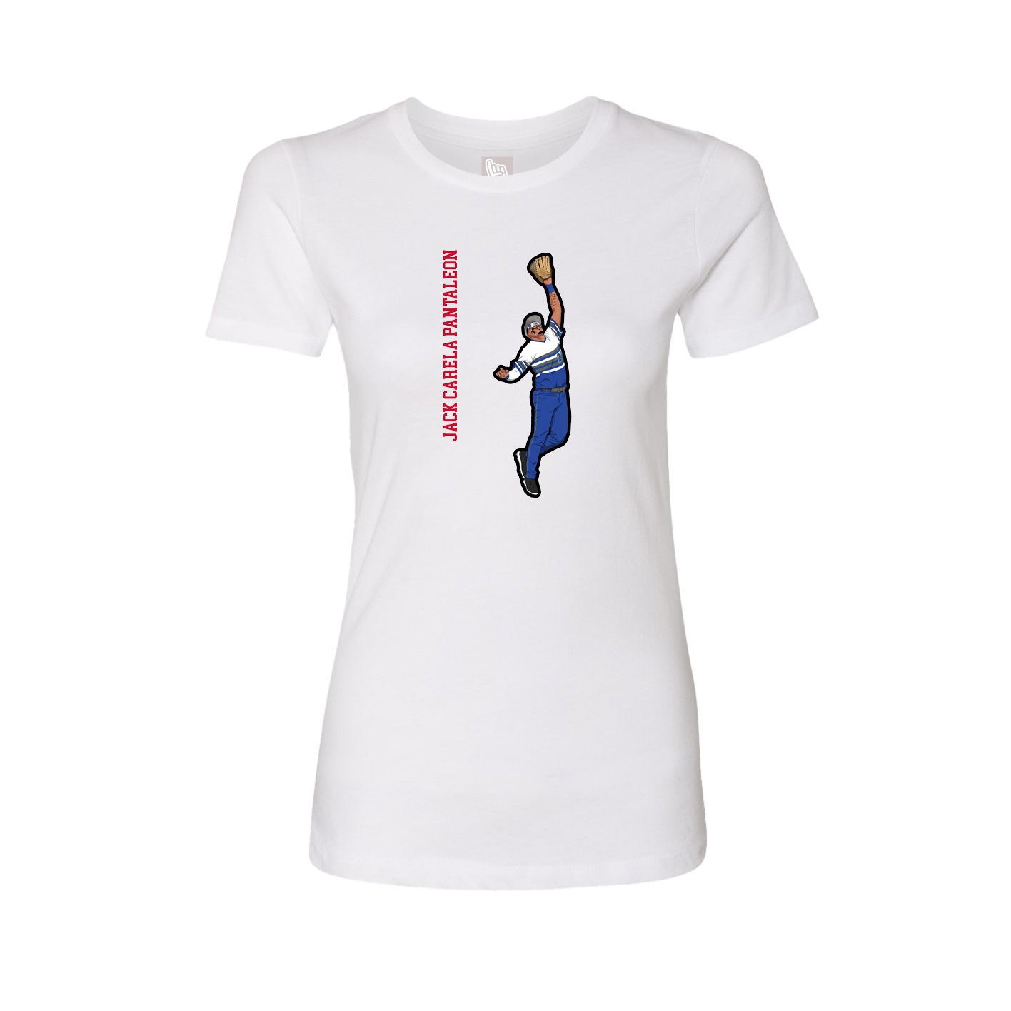 Fitted Women's Tee — Name Vertical in White