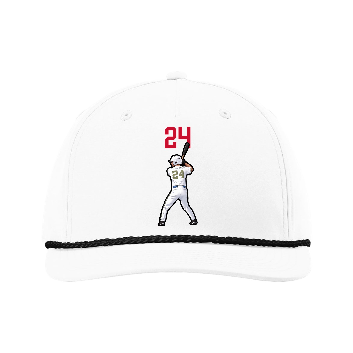 Five-Panel Classic Rope Cap — Number Top in White