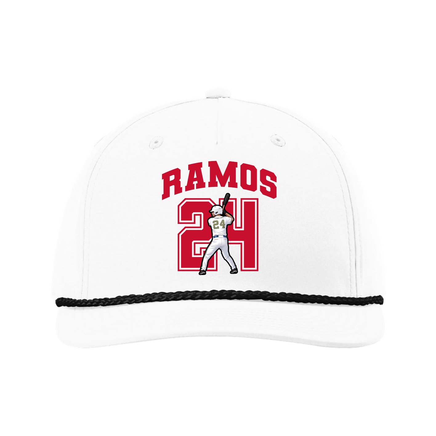 Five-Panel Classic Rope Cap — Number in White
