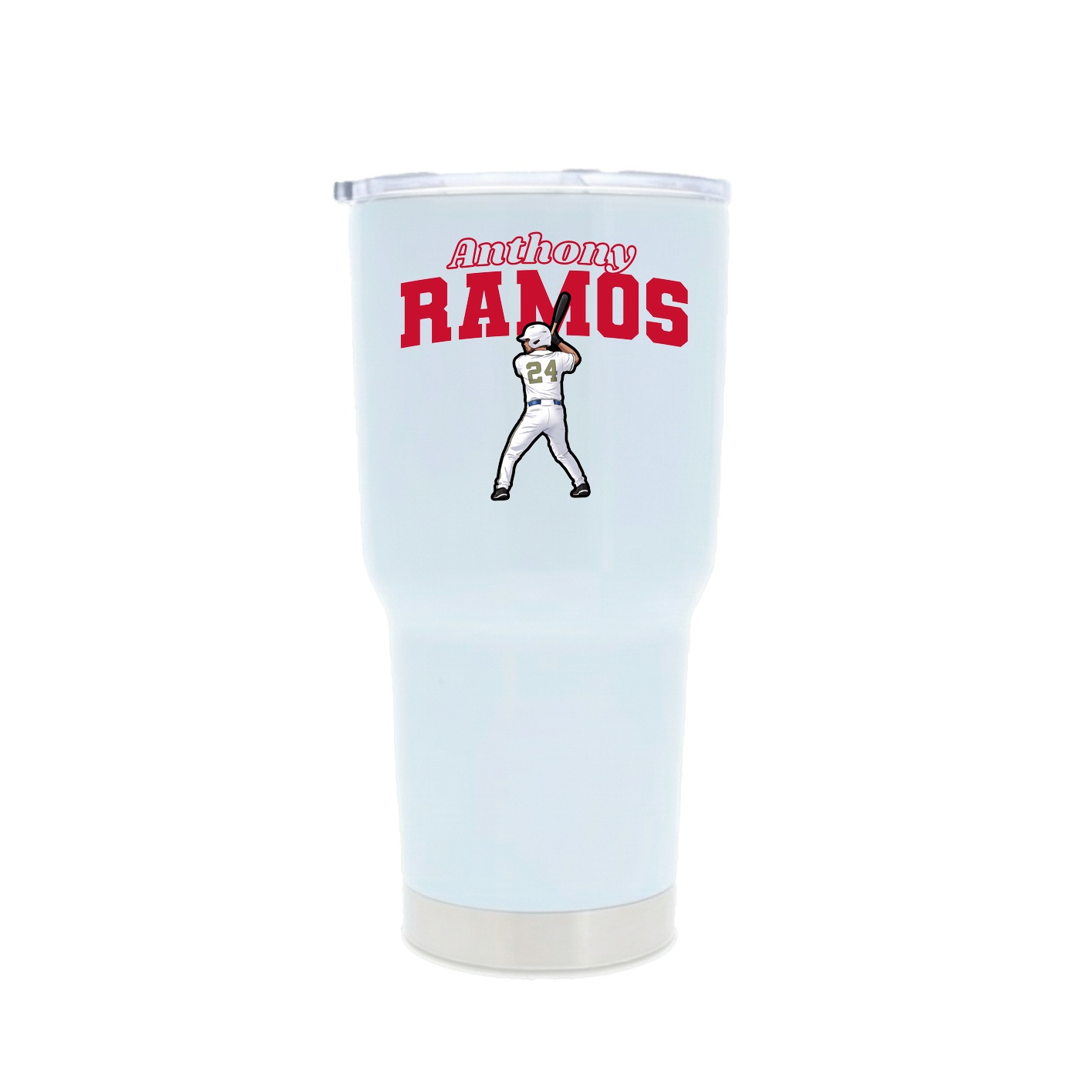 30oz Stainless Steel Tumbler — Name Arch in White