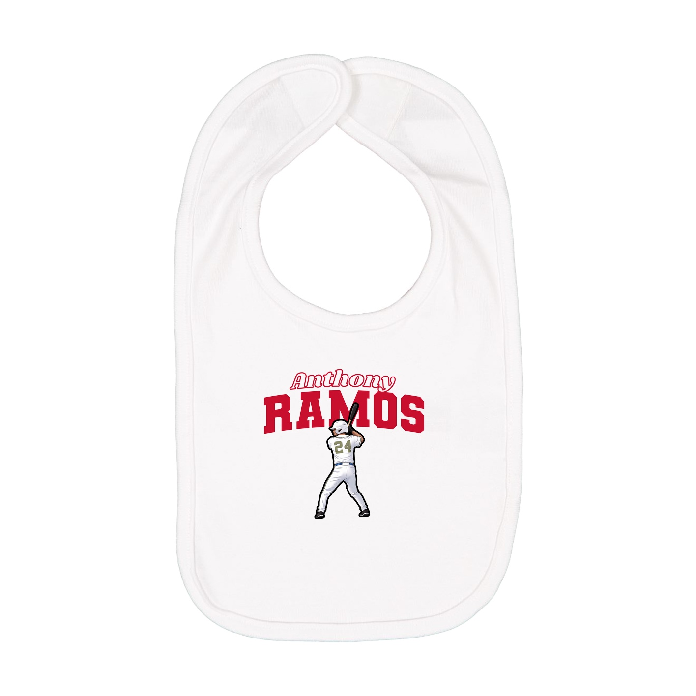 Infant Bib — Name Arch in White