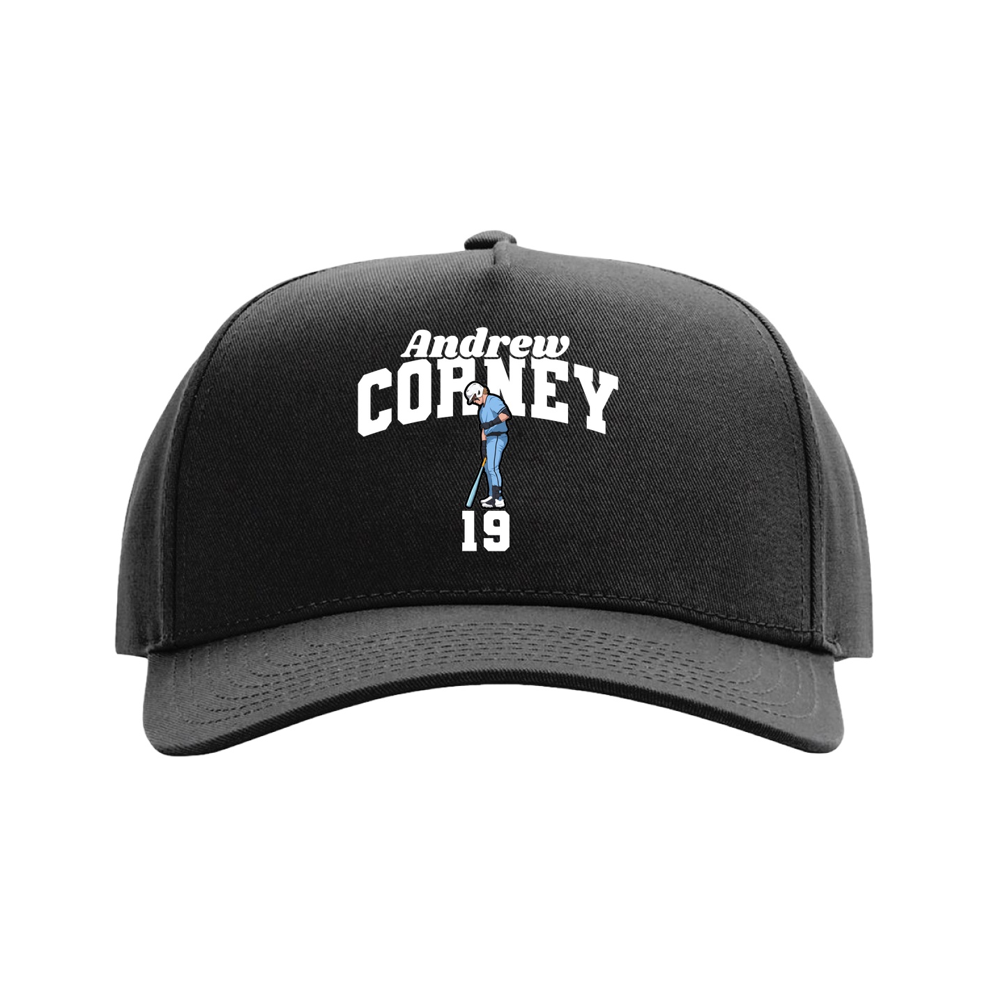 Full Fabric Five-Panel Champ Cap — Signature Arch in Black