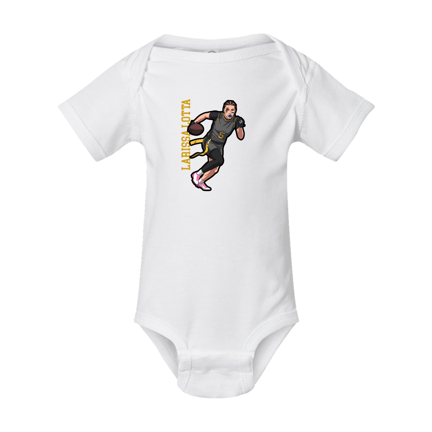 Baby Onesie — Name Vertical in White