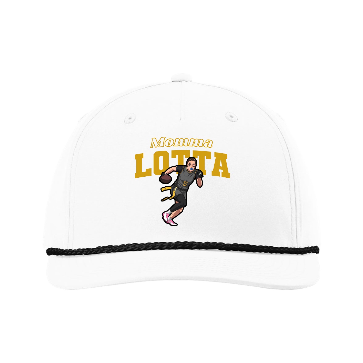 Five-Panel Classic Rope Cap — Mothers Day Block in White