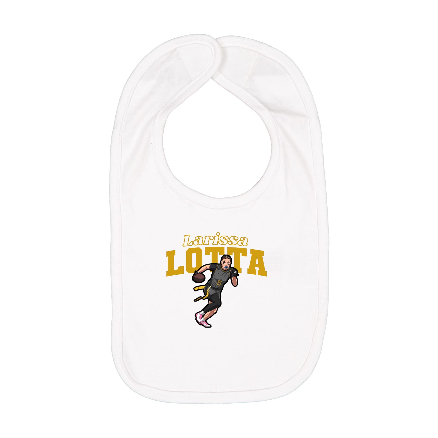 Infant Bib — Name Arch in White