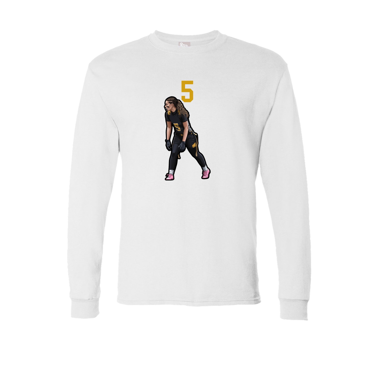 Long Sleeve Tee — Number Top in White
