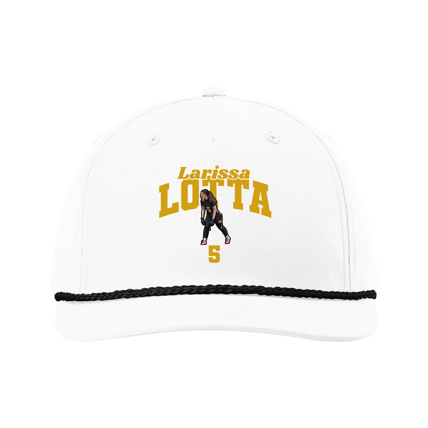 Five-Panel Classic Rope Cap — Signature Arch in White