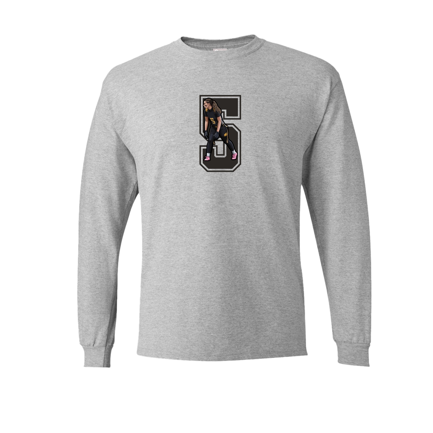 Long Sleeve Tee — Number in Grey
