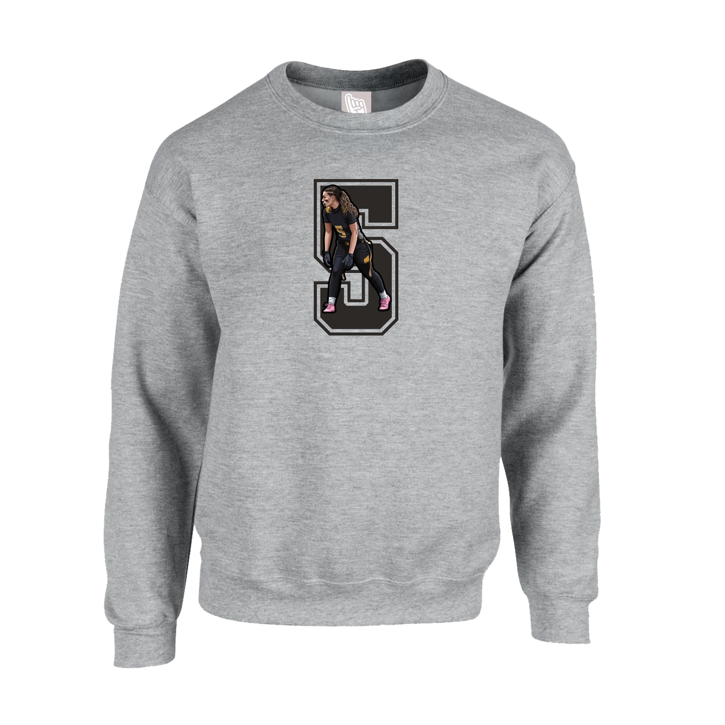 Fleece Crew — Number in Grey