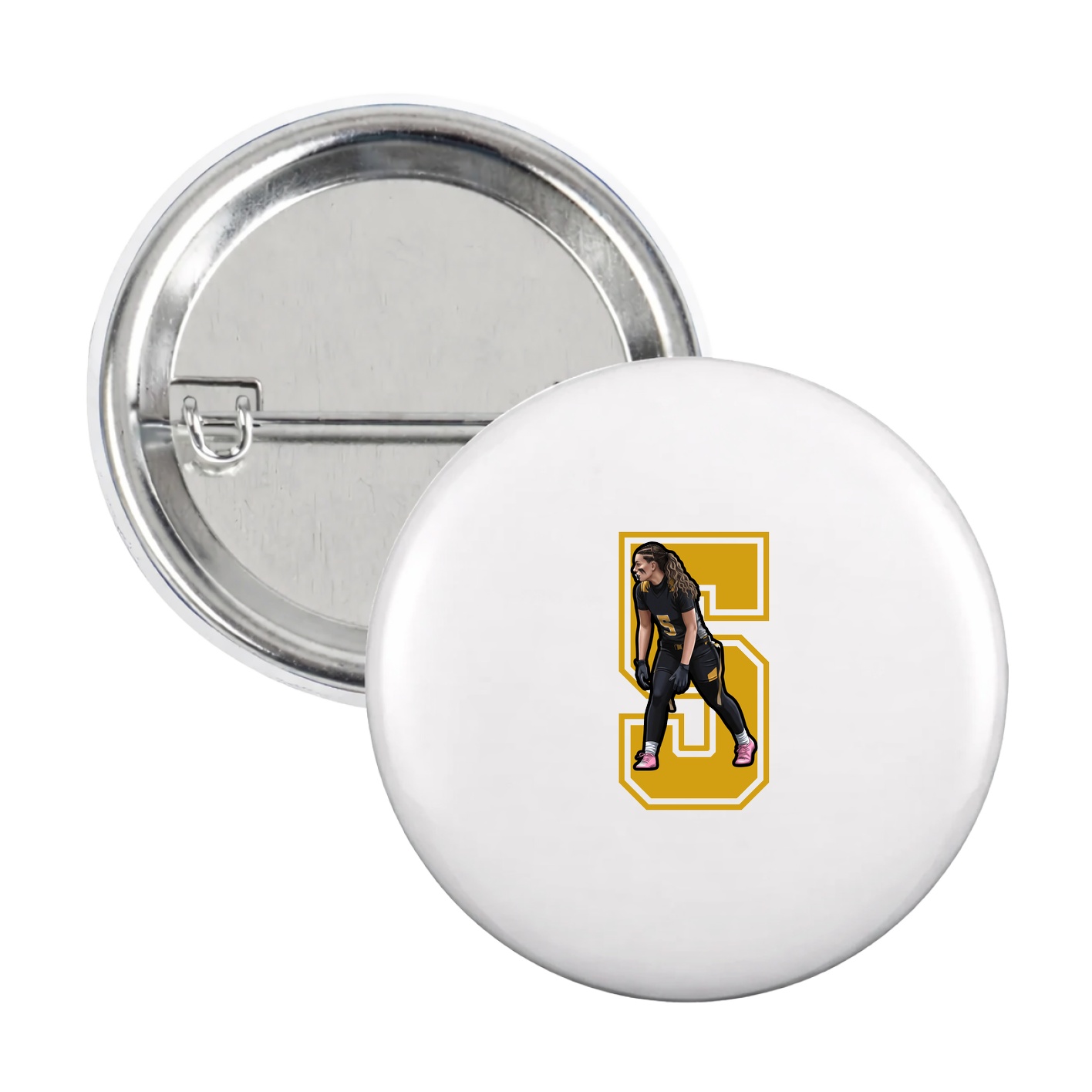 Game Day Button — Number in White