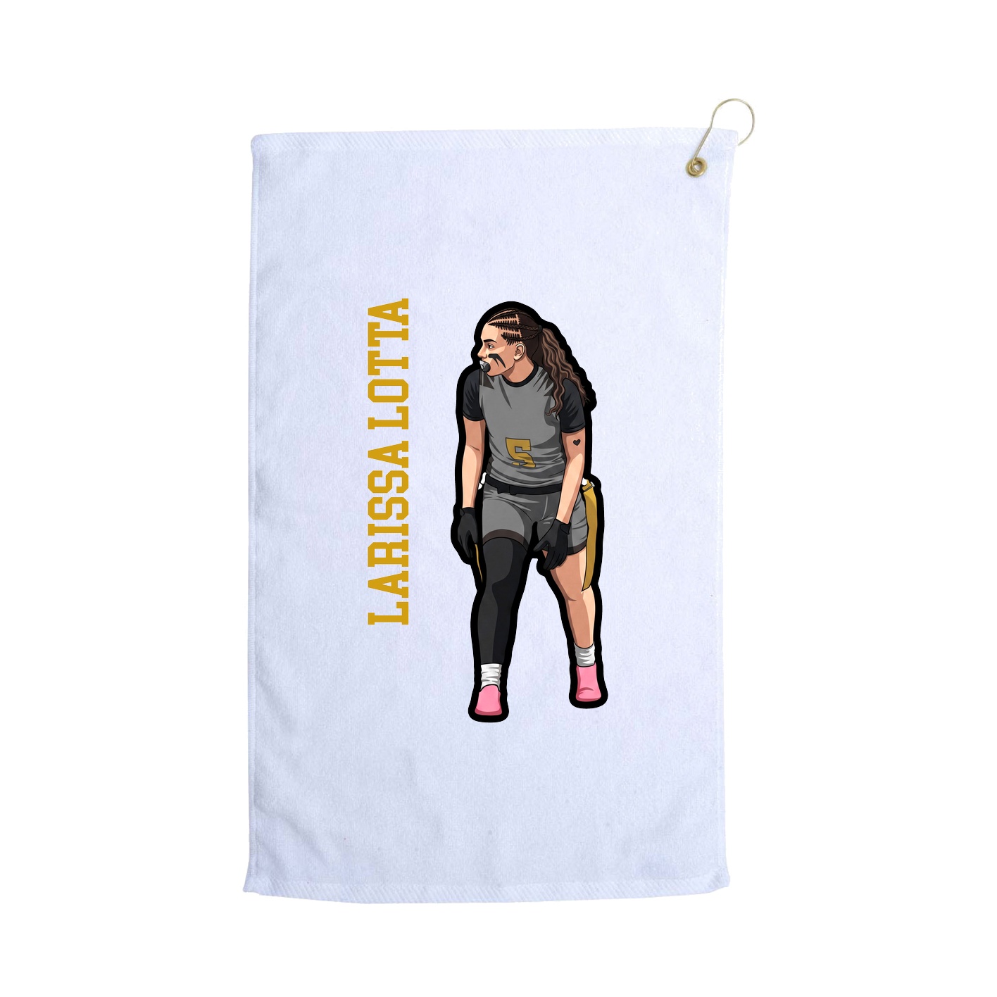Golf Towel — Name Vertical in White