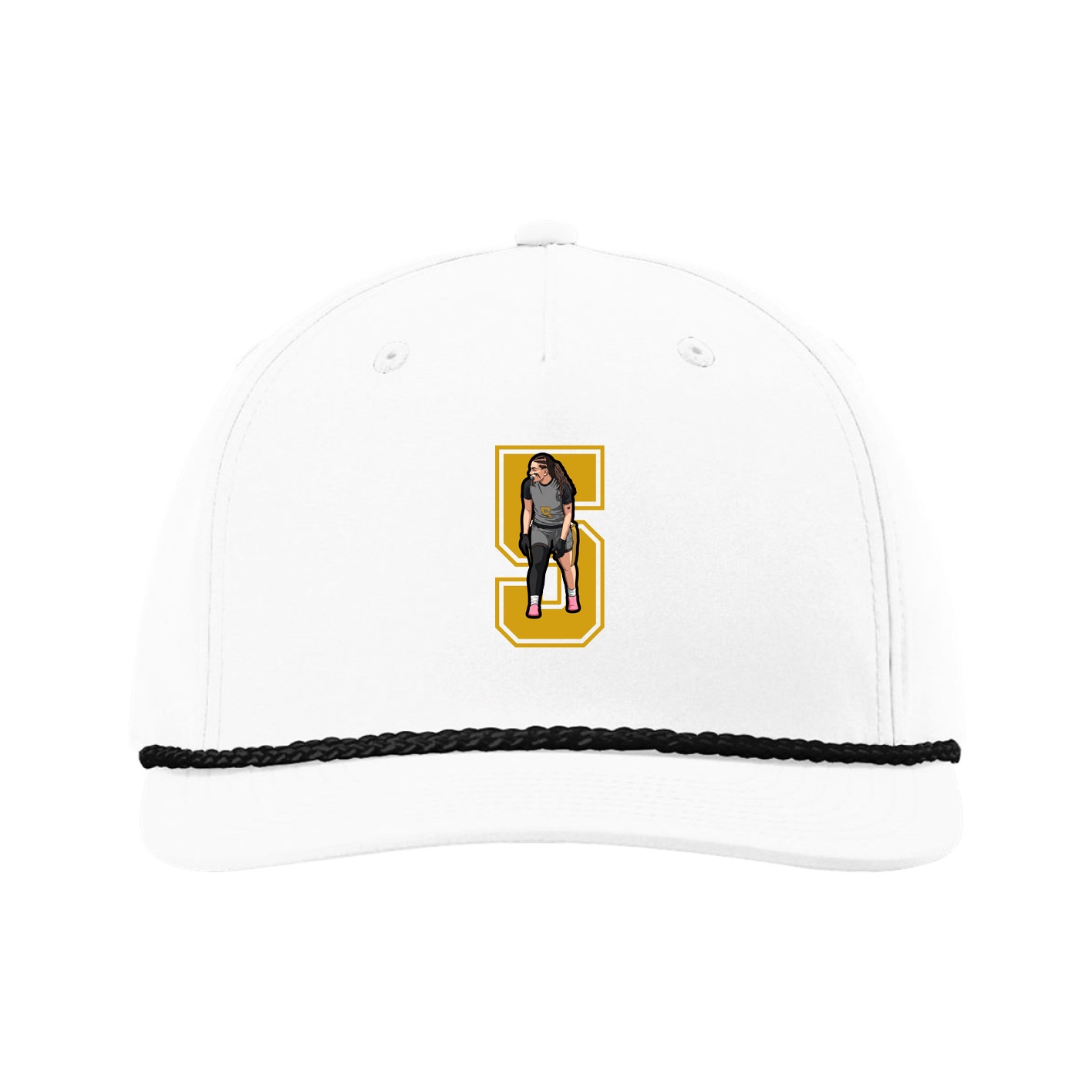Five-Panel Classic Rope Cap — Number in White